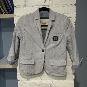 Abercrombie & Fitch Blue White Seersucker Stripe Sorority Blazer Size Small‎